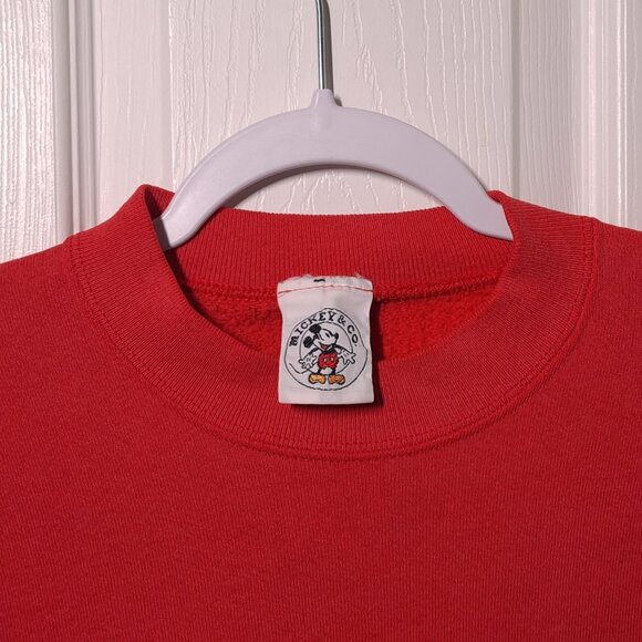 VINTAGE Mickey & Co Cheering Mickey USED Sweatshirt (DISTRESSED, S, Embroidered) - Picture 3 of 10